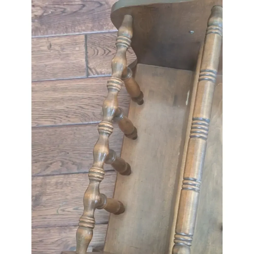 Vintage Solid Wood Early American Magazine Rack Newspaper Holder Colonial...